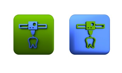Aufkleber - Colorful 3D printer tooth icon isolated on white background. 3d printing. Square button. 3D render illustration