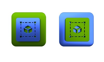 Poster - Colorful Geometric figure Cube icon isolated on white background. Abstract shape. Geometric ornament. Square button. 3D render illustration