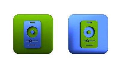 Poster - Colorful Music player icon isolated on white background. Portable music device. Square button. 3D render illustration