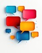 © Somporn - A vibrant composition of colorful speech bubbles in various sizes, representing communication, dialogue, and interaction.