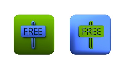 Poster - Colorful Free icon isolated on white background. Square button. 3D render illustration