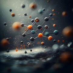 Poster - Breathtaking depiction of the inherent geometric splendor of a complex molecule captivating interplay of sleek metallic surfaces and crystalline elements elegant web of interconnected atoms and bonds