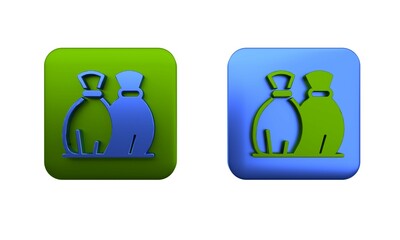 Poster - Colorful Garbage bag icon isolated on white background. Square button. 3D render illustration