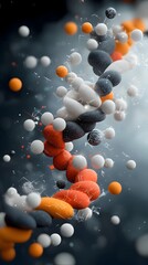 Poster - A digital artwork featuring the insulin molecule as a central motif with glitch effects and digital distortions applied for a modern experimental twist on the medical and scientific subject matter