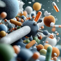Poster - Macro Photograph Showcasing the Intricate Texture and Detailed Structure of a 3D Rendered Depicting the Insulin Molecule Highlighting Its Chemical and Biological Complexities