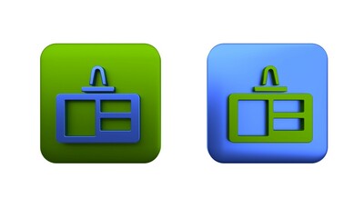 Poster - Colorful Identification badge icon isolated on white background. It can be used for presentation, identity of the company, advertising. Square button. 3D render illustration