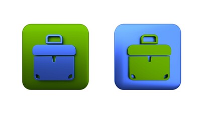 Poster - Colorful Briefcase icon isolated on white background. Business case sign. Business portfolio. Square button. 3D render illustration