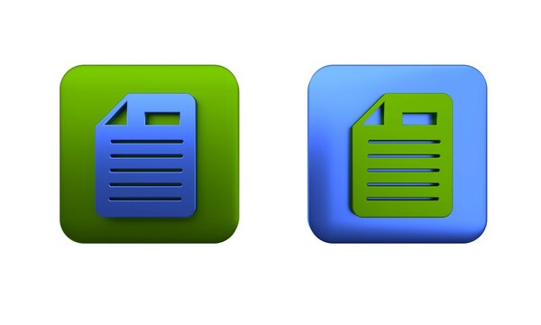 Colorful File document icon isolated on white background. Checklist icon. Business concept. Square button. 3D render illustration