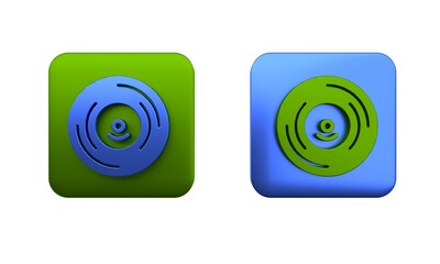 Poster - Colorful Vinyl disk icon isolated on white background. Square button. 3D render illustration