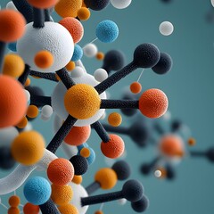 Poster - Macro Photograph of a 3D Rendered Depicting the Intricate Texture and Details of a Physical Model or Sculpture Representing the Insulin Molecule