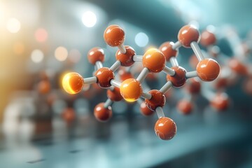 Poster - Intricate and hypnotic visualization of a complex chemical compound showcasing the microscopic molecular architecture elegantly interlocked in a kaleidoscopic array of geometric shapes
