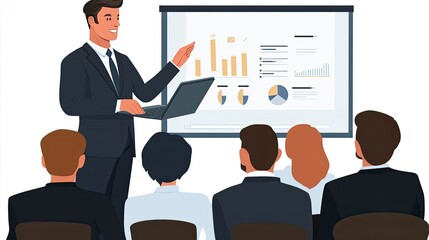 Poster - Businessman Presenting Data with Charts and Graphs to Colleagues