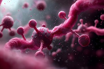 Poster - Mesmerizing Molecular Choreography A vibrant digital painting that captures the dynamic and intricate choreography of molecular bonds