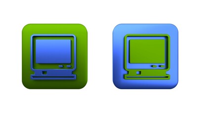 Poster - Colorful Retro tv icon isolated on white background. Television sign. Square button. 3D render illustration