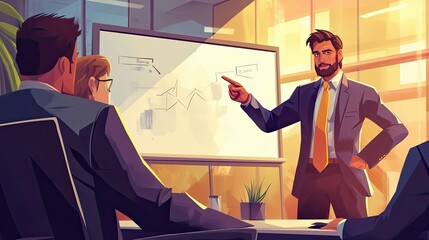 Poster - Businessman Presenting Data to Colleagues in a Modern Office