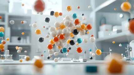 Poster - Visually stunning and rendered digital art depicting the intricate dance of molecular structures captivating the viewer with vibrant colors fluid motions and elegant geometric patterns