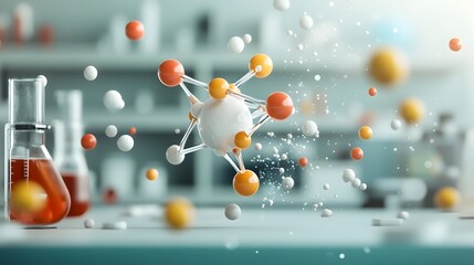 Poster - Ethereal Molecular Dance Captivating Structures in Vibrant Motion and Fluid Patterns  A visually stunning and rendered image depicting the intricate and dynamic dance of molecular structures