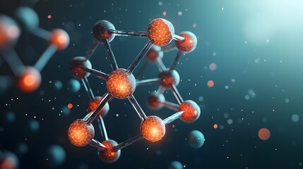 Poster - Striking and visually captivating representation of the geometric beauty of a molecule intricate molecular structure in glowing neon hues mesmerizing patterns of repeating symmetrical forms