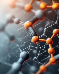 Poster - Detailed close up of a dazzling molecular structure showcasing an intricate chemical composition with precise atomic bonds and linkages