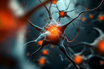 Poster - Captivating abstract depiction of the intricate molecular architecture and delicate fractal structures underlying natural forms showcasing luminescent cellular networks shimmering energy fields