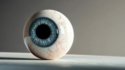 Realistic 3d eyeball slowly rotating on surface