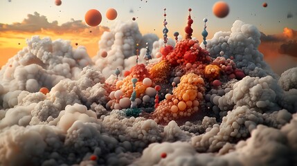 Poster - Breathtaking Molecular Visually Captivating of Intricate Digital Structures Showcasing Vivid Colors Textures and Futuristic Sci Fi Aesthetics