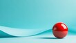 ©  Shomixer - A striking bright red sphere positioned against a smooth blue background, illustrating boldness, minimalism, and vibrancy through a simplistic artistic expression.