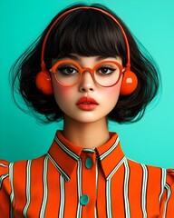 Poster - Retro Pop Art Styled Woman with Vibrant Expressions Striking Pose and Dynamic Composition in Bold Colors and Conceptual Design