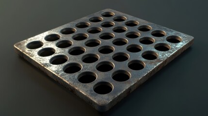 Poster - Weathered Metal Plate With Circular Holes Pattern