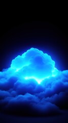 Poster - Glowing blue clouds illuminated against a dark background create a mystical atmosphere.