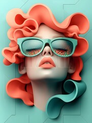 Poster - Captivating Retro Pop Art Woman with Fluid Movements and Striking Abstract Designs   A visually digital painting in a contemporary pop art inspired style