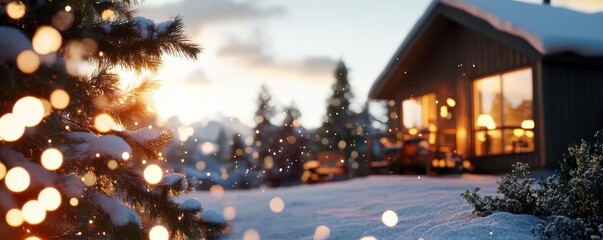 Poster - Serene Winter Landscape with Gentle Snowfall