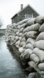 © Olga - Flood prevention with sandbag wall in documentary style for environmental protection and community safety