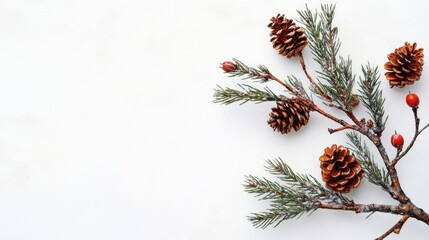 Poster - A blank Christmas greeting card with minimal decor on a white background, perfect for holiday notes.
