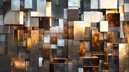Poster - Abstract Metallic Art with Geometric Shapes