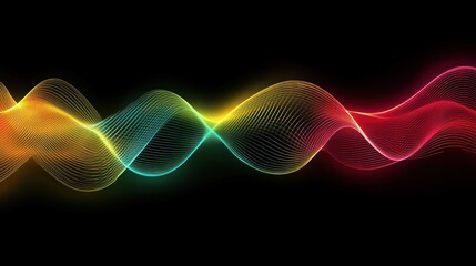 Poster - Abstract Colorful Waves Flowing Dark Background