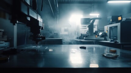 Poster - Industrial CNC Machine Precisely Cutting a Material
