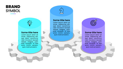 Infographic template. 3 gears with icons and text