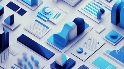 Poster - Various colorful charts and data reports are displayed on a white background, representing market analysis, financial reports, and business intelligence