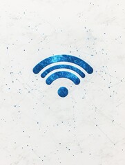 Aufkleber - A blue Wi-Fi icon on a textured backdrop symbolizes wireless internet connection, highlighting modern technology in daily life. Generative AI