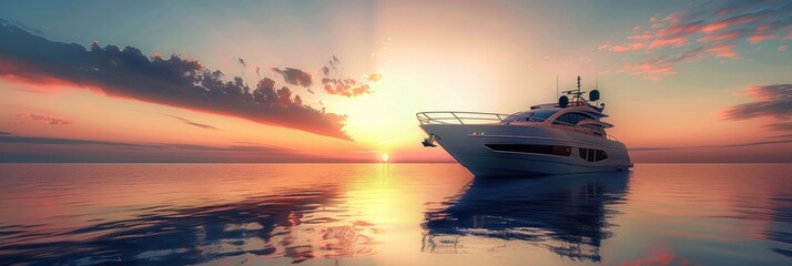 Wall Mural - luxury boat. dawn cruise on a luxurious yacht sailing the ocean