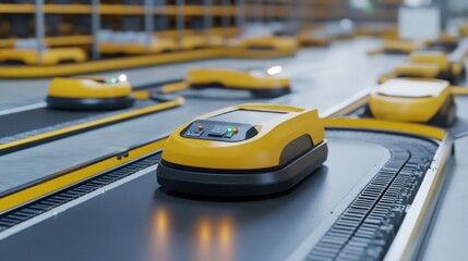 Poster - Automated Guided Vehicles Transporting Packages In Warehouse
