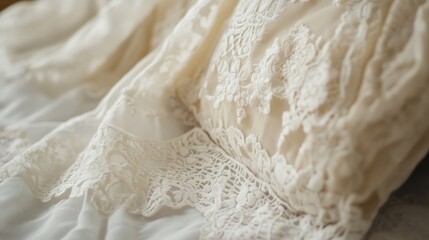 Poster - Delicate Cream Lace Fabric Draped Softly