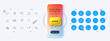 © blankstock - Phone mockup with 3d chat icon. Timer, Favorite mail and Money change line icons. Pack of Rating stars, Shield, Speech bubble icon. Car rental, Drag drop, Organic product pictogram. Vector