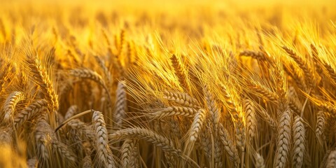 Ripening ears of wheat create a stunning background, showcasing a vibrant wheat field. This wheat crop exemplifies the beauty and importance of wheat in agriculture and nature.