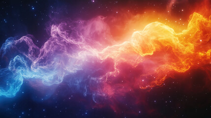 Fototapete - Colorful cosmic nebula emits vibrant light in a star-filled galaxy during a stunning celestial event. Generative AI