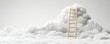 © ParinApril - A wooden ladder rises above soft clouds, symbolizing aspiration and the journey towards dreams and higher goals in a serene, ethereal landscape.