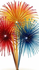Wall Mural - close-up view of three stylized firework designs