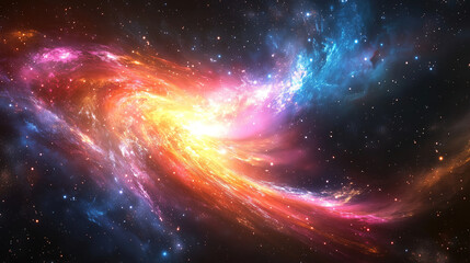 Fototapete - Stunning galactic swirl of vibrant colors showcasing the beauty of the universe with bright stars in a cosmic night sky. Generative AI