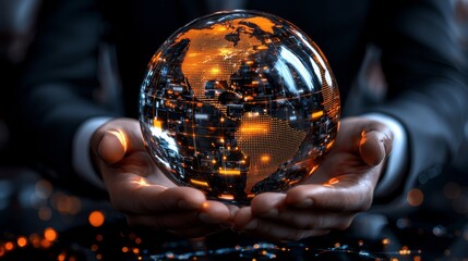 Aufkleber - Global Network Connection Digital World Technology Innovation Modern Office Close-up Empowering Connectivity